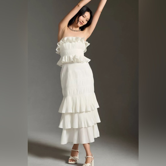 Anthropologie Let Me Be Strapless Tiered Ruffled Dress - Picture 1 of 4